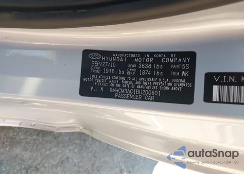 2011 Hyundai Accent Gs z USA, uszkodzony, nr VIN KMHCM3AC1BU200601